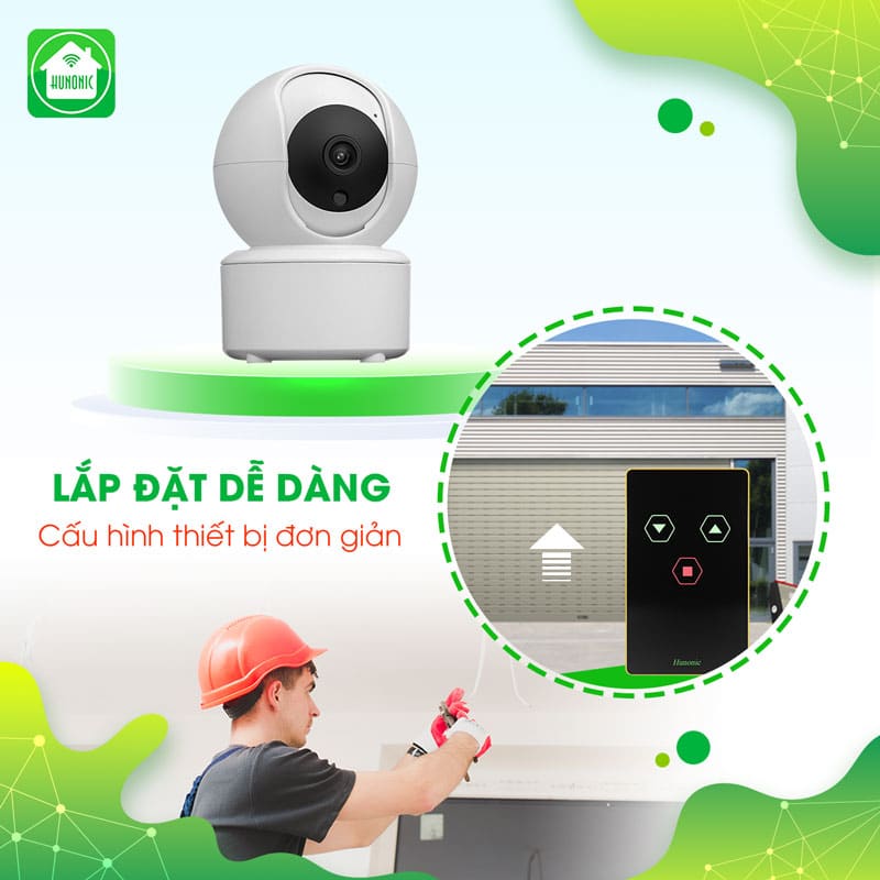 công tắc cửa cuốn hunonic đen kết hợp camera icat