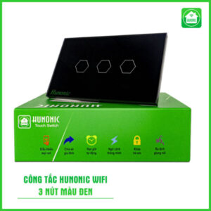 công tắc cảm ứng hunonic wifi 3 nút màu đen