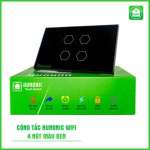 công tắc thông minh hunonic wifi 4 nút màu đen