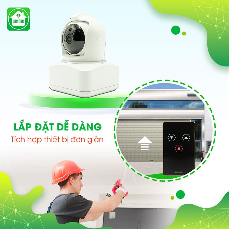 Lắp đặt công tắc cửa cuốn hunonic màu đen