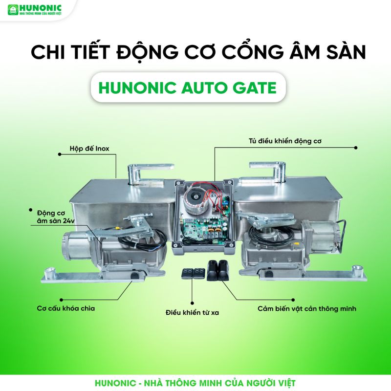 chi tiết cổng tự động Hunonic